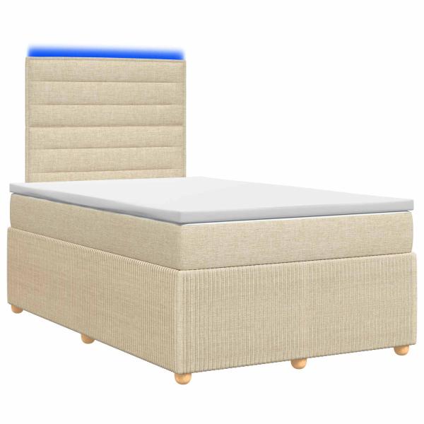LED Boxspringbett mit Matratze Creme 120 x 200 cm Stoff