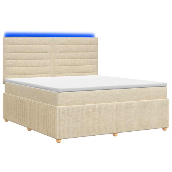 LED Boxspringbett mit Matratze Creme 180 x 200 cm Stoff
