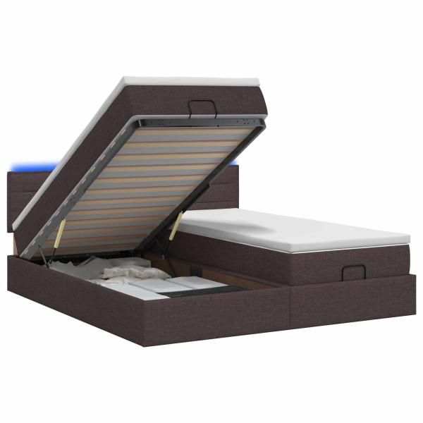 Ottoman-Bett mit Matratze und LED Dunkelbraun 180 x 200 cm