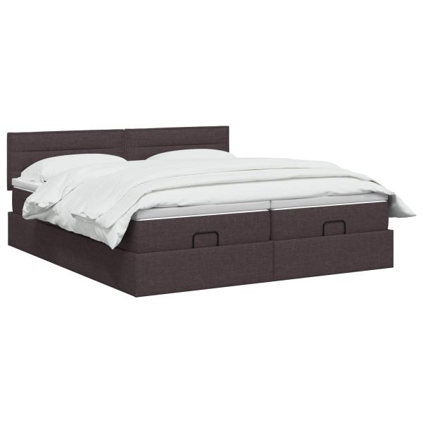 Ottoman-Bett mit Matratze und LED Dunkelbraun 180 x 200 cm
