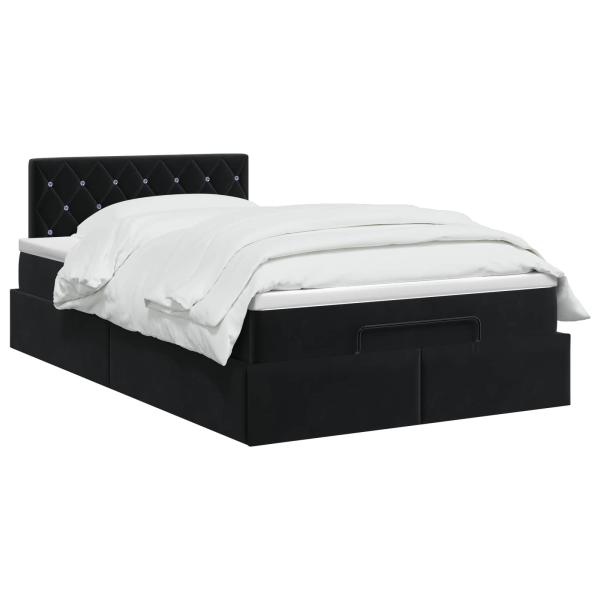 Ottoman Bett mit Matratze Schwarz 120 x 200 cm Samt