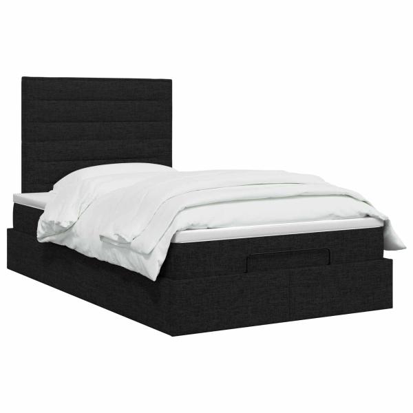 Ottoman-Bett mit Matratze und LED Schwarz 120 x 200 cm Stoff