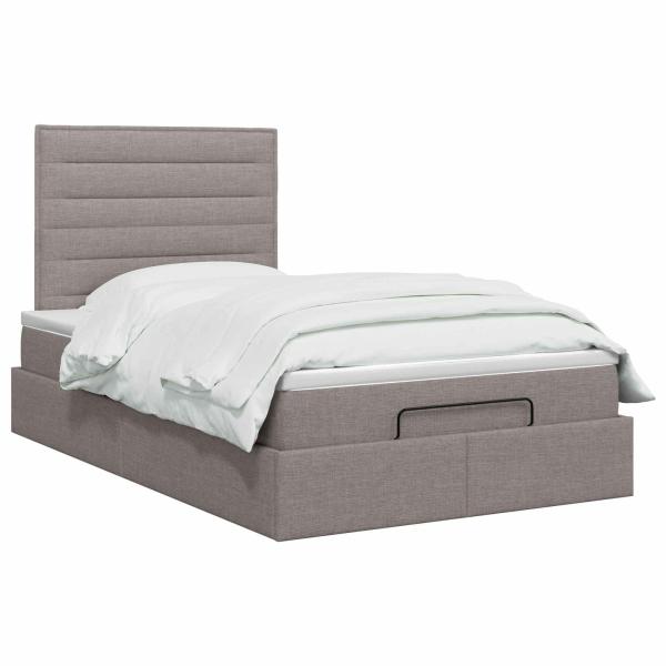 Ottoman-Bett mit Matratze und LED Taupe 120 x 200 cm Stoff