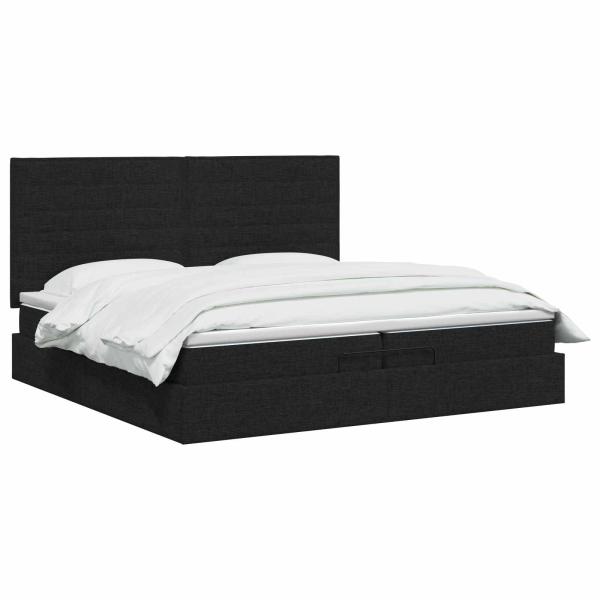 Ottoman-Bett mit Matratze und LED Schwarz 200 x 200 cm Stoff
