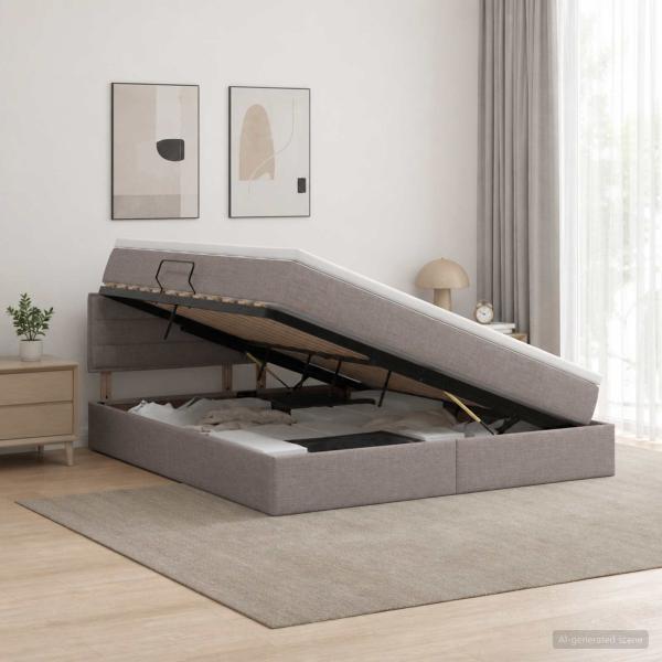 ARDEBO.de - Aufbewahrungsbett mit Matratze Taupe 160 x 200 cm Samt