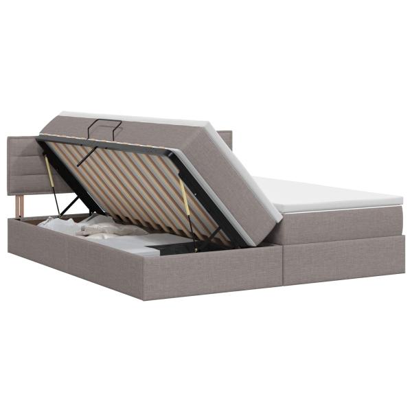 Aufbewahrungsbett mit Matratze Taupe 160 x 200 cm Samt