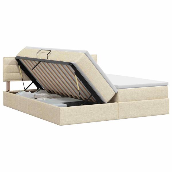 Aufbewahrungsbett mit Matratze Creme 160 x 200 cm Samt