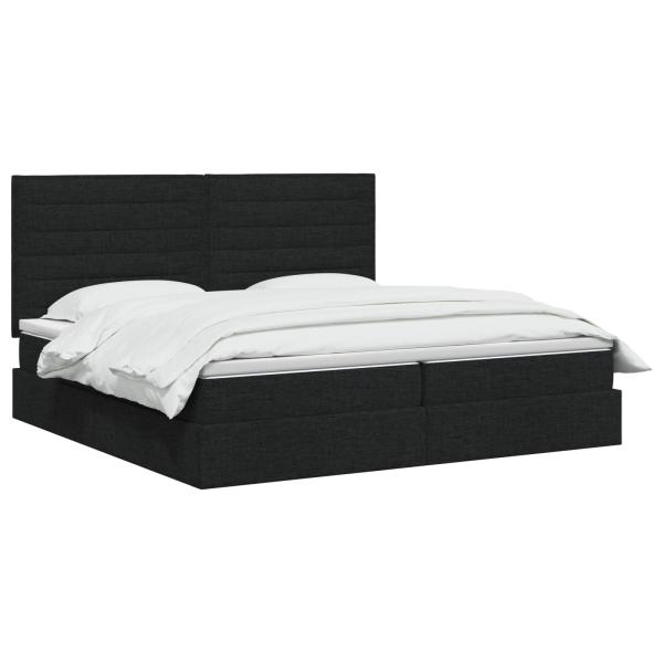 Aufbewahrungsbett mit Matratze Schwarz 200 x 200 cm Stoff