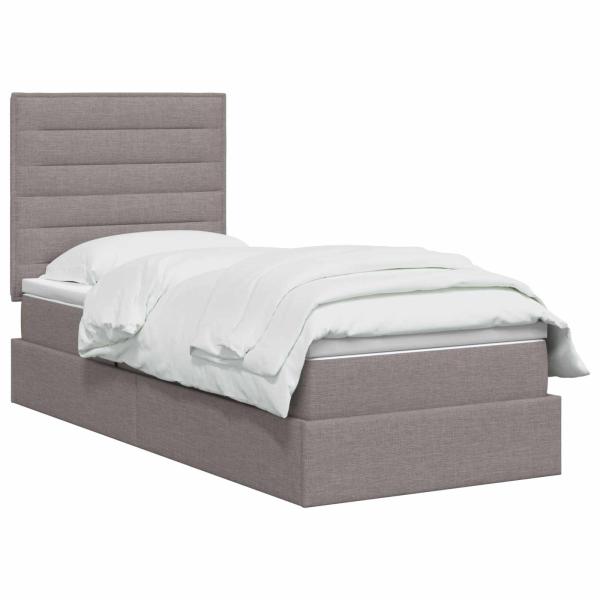 LED-Speicherbett mit Matratze Taupe 90 x 200 cm Stoff