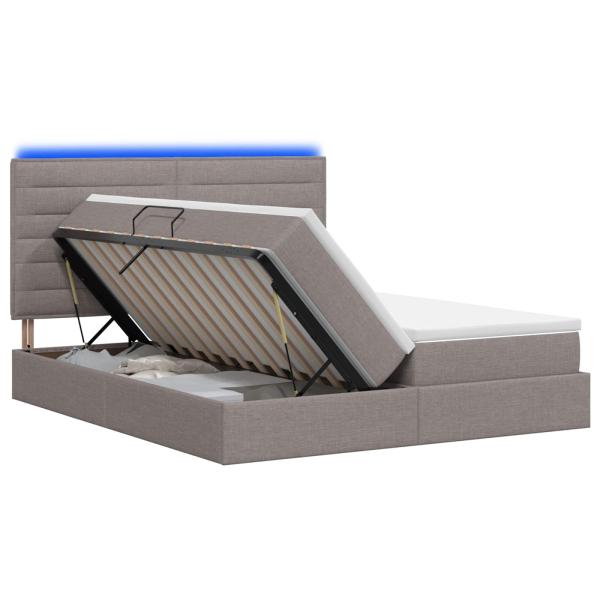 LED-Speicherbett mit Matratze Taupe 180 x 200 cm Stoff