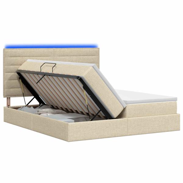LED-Speicherbett mit Matratze Creme 180 x 200 cm Stoff