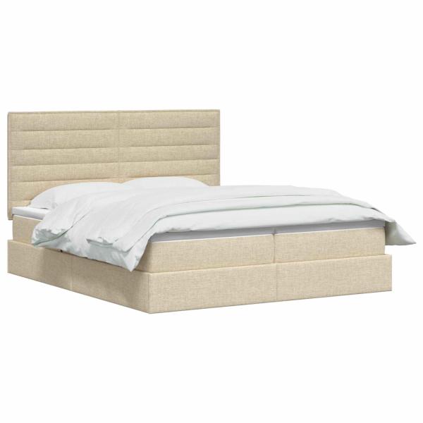 LED-Speicherbett mit Matratze Creme 180 x 200 cm Stoff