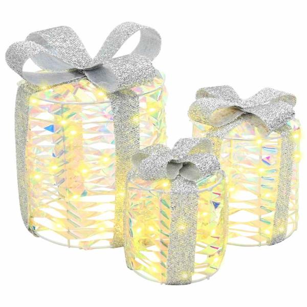 Geschenkbox Dekoration 3 stk. Warmweiß 20 x 20 x 20 cm PET
