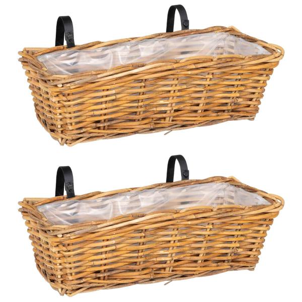 Hängender Blumentopf Korb GENDT 2 stk. Naturbraun Kubu Rattan