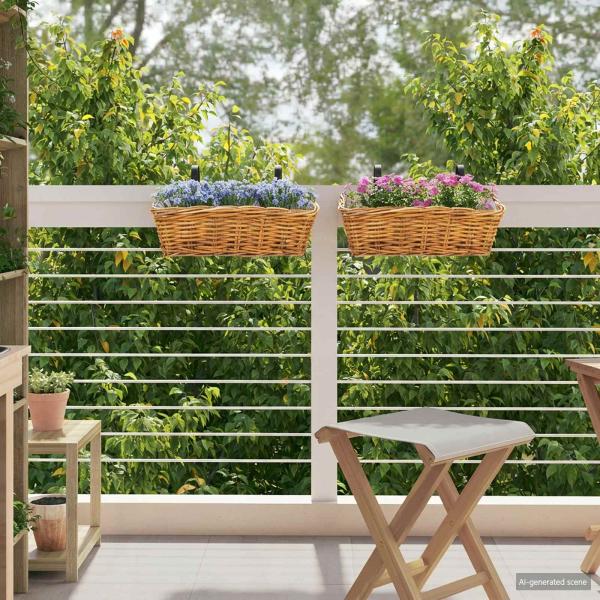 Hängender Blumentopf Korb GENDT 2 stk. Naturbraun Kubu Rattan
