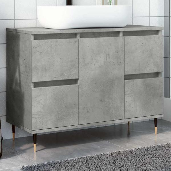 ARDEBO.de - Badschrank Betongrau 80x33x60 cm Holzwerkstoff