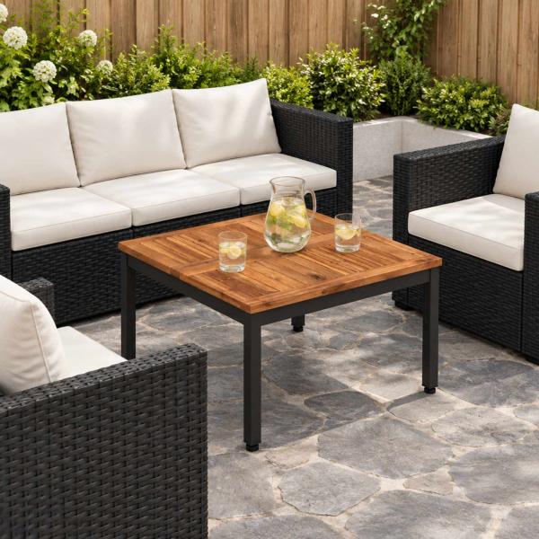 ARDEBO.de - Couchtisch Natürlich und Schwarz 60 x 60,5 x 36 cm
