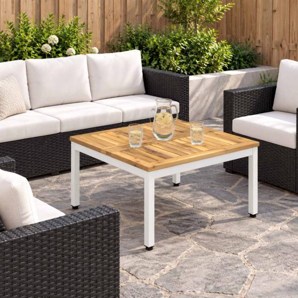 ARDEBO.de - Couchtisch Weiß 60 x 60,5 x 36 cm Massivholz Akazie