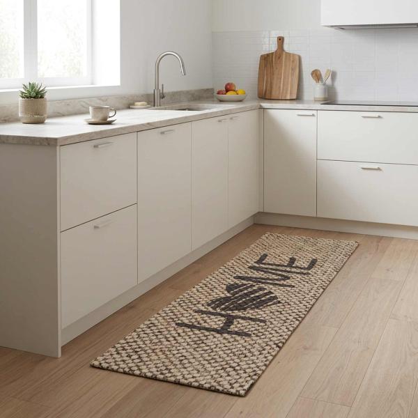 ARDEBO.de - Küchen Teppich Beige Zuhause 150 x 45 cm 100% Polyamid Waschbar