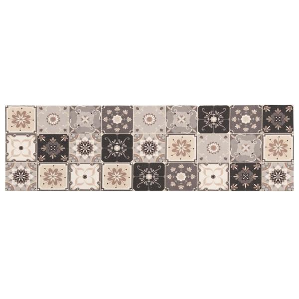Küchen Teppich Grau-beige Mosaik 150 x 45 cm 100% Polyamid