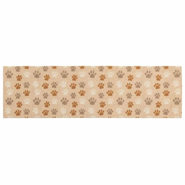 Küchen Teppich Beige Pfoten 150 x 45 cm 100% Polyamid Waschbar