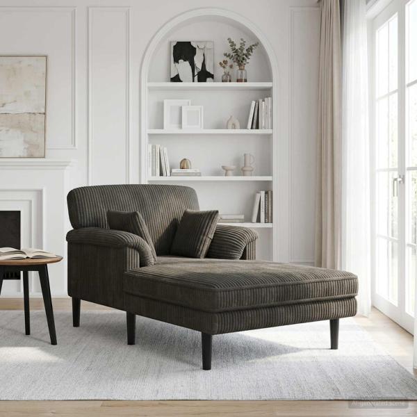 ARDEBO.de - Chaiselongue Anthrazit Cordstoff