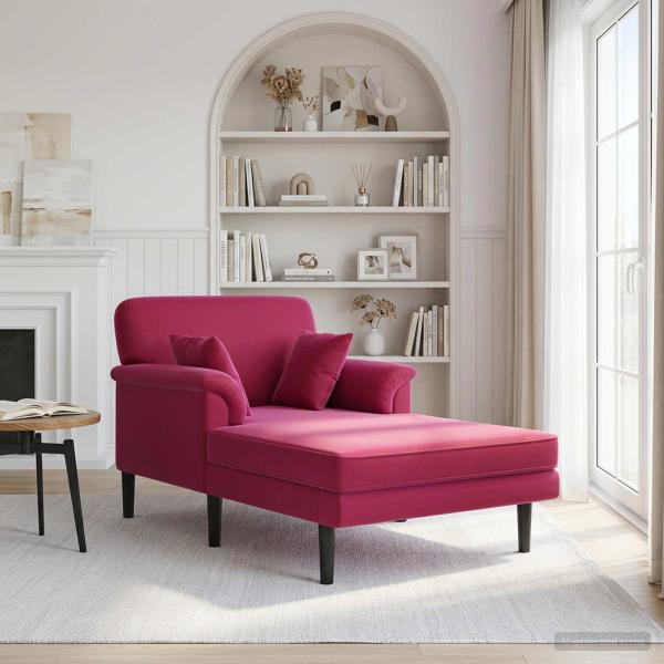 ARDEBO.de - Chaiselongue Weinrot Samt