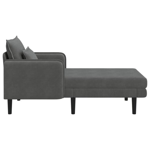 Große Chaiselongue Dunkelgrau Cordstoff