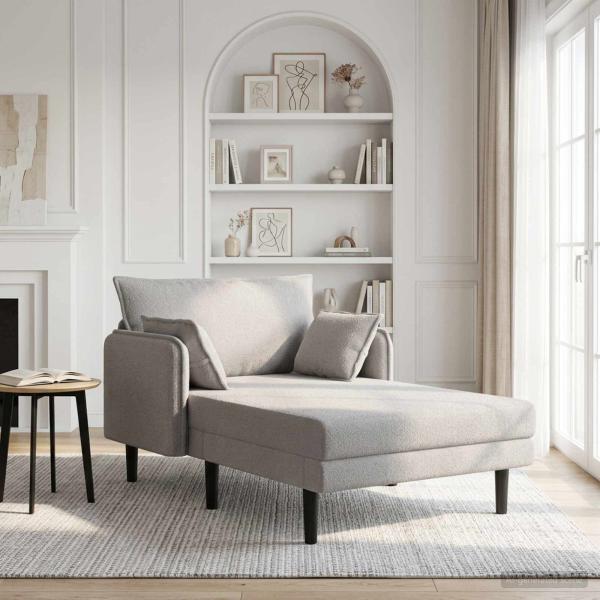 ARDEBO.de - Große Chaiselongue Hellgrau Bouclé