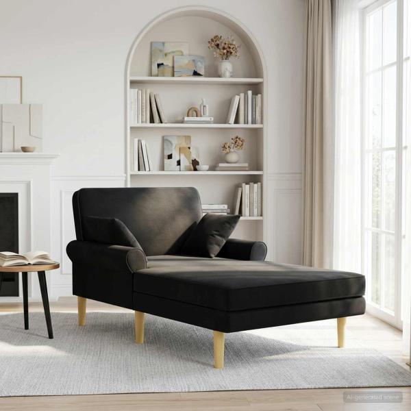 ARDEBO.de - Chaiselongue Schwarz Stoff