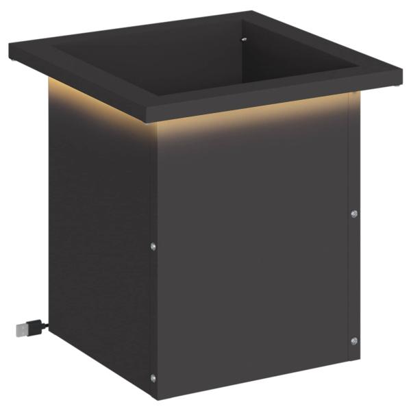 Garten-Pflanzkübel mit LED Schwarz 30 x 30 x 30 cm Stahl