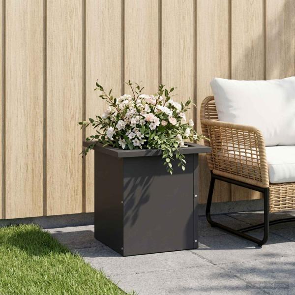 Garten-Pflanzkübel mit LED Schwarz 30 x 30 x 30 cm Stahl