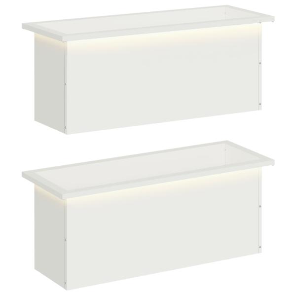 Garten-Pflanzkübel mit LED 2 stk. Weiß 30 x 80 x 30 cm Stahl