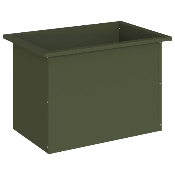 Garten-Pflanzkübel mit LED Olivgrün 40 × 60 × 40 cm Stahl