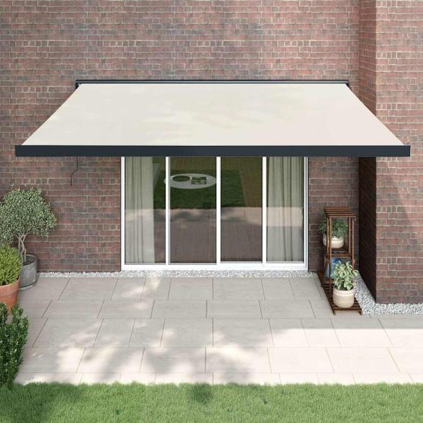 ARDEBO.de - Markise Einziehbar Creme 4,5x3 m Stoff und Aluminium