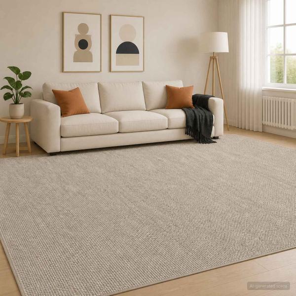 ARDEBO.de - Teppich Beige 300 x 400 cm 100% Polyester 3 mm Waschbar
