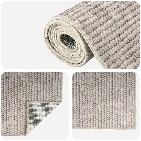 Teppich Beige 80 x 200 cm 100% Polyester 3 mm Waschbar
