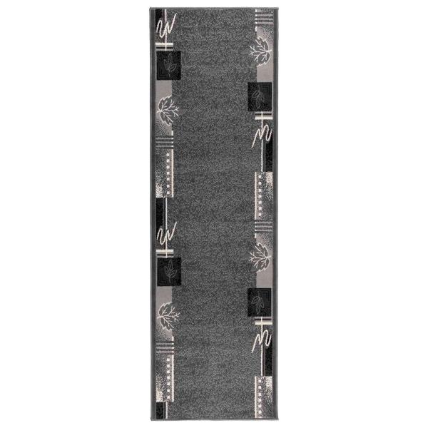Teppichläufer FLORNES Gewebt Grau Blätter 100 x 150 cm PP 7 mm