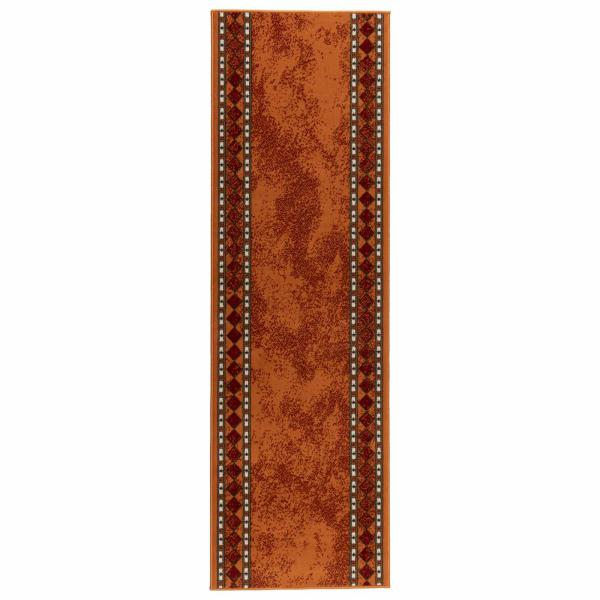 Teppichläufer FLORNES Gewebt Orange Diamanten 80 x 250 cm PP