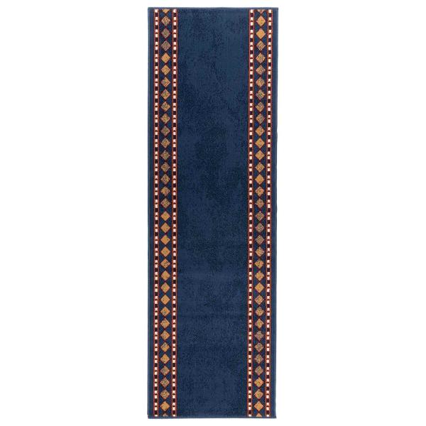 Teppichläufer FLORNES Gewebt Blau Diamanten 67 x 200 cm PP 7 mm