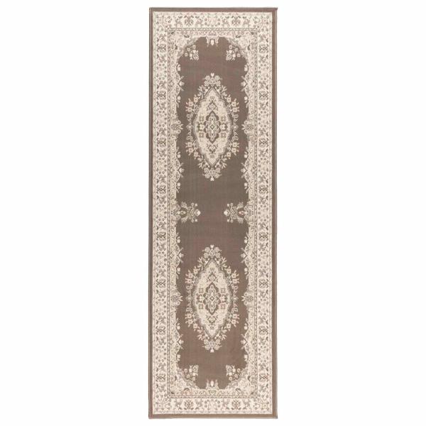 Teppichläufer FLORNES Gewebt Taupe-Muster 67 x 200 cm PP 7 mm