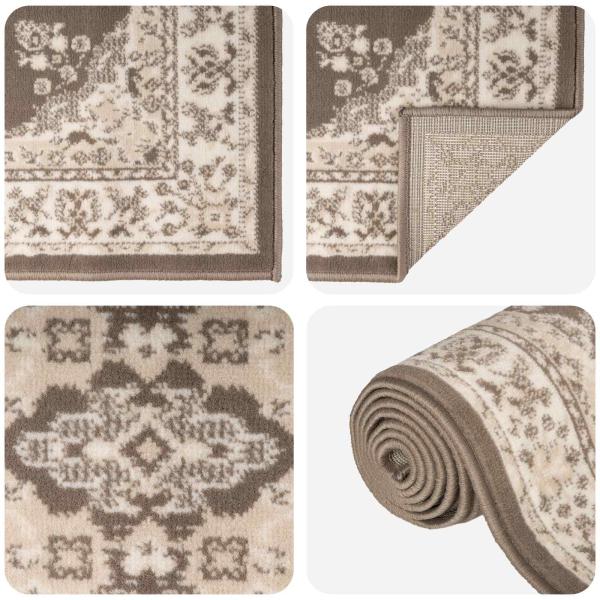 Teppichläufer FLORNES Gewebt Taupe-Muster 67 x 200 cm PP 7 mm