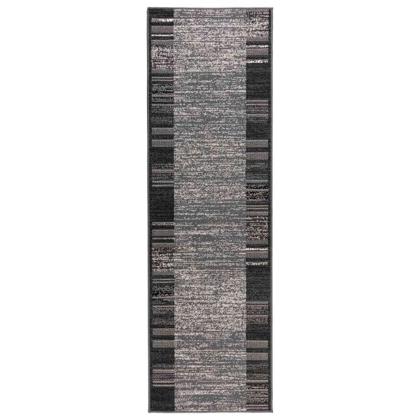 Teppichläufer FLORNES Gewebt Grau Streifen 80 x 300 cm PP 7 mm