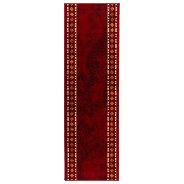 Teppichläufer FLORNES Gewebt Rot Diamanten 80 x 200 cm PP 7 mm