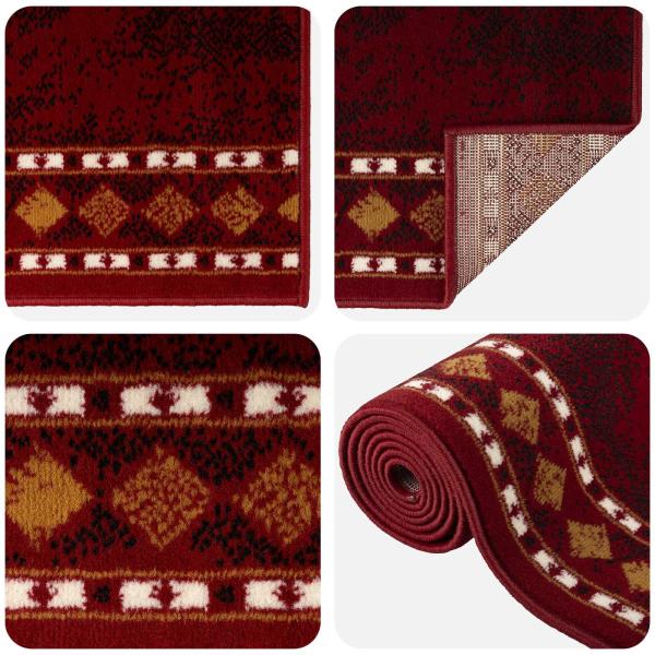 Teppichläufer FLORNES Gewebt Rot Diamanten 67 x 250 cm PP 7 mm