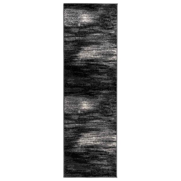 Teppichläufer FLORNES Gewebt Schwarz Pinselstriche 80 x 250 cm