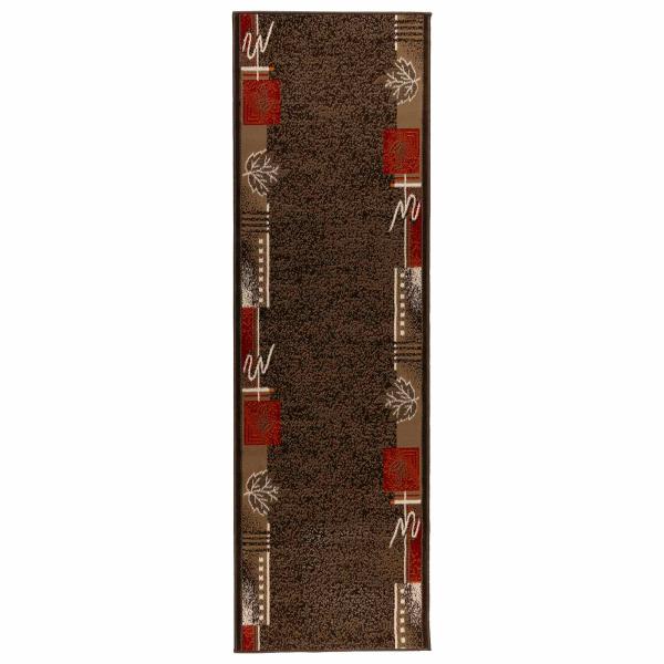 Teppichläufer FLORNES Gewebt Braun Blätter 67 x 300 cm PP 7 mm