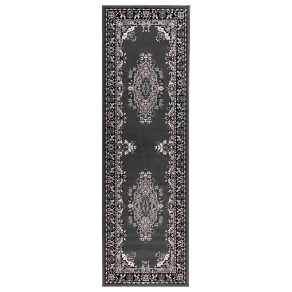 Teppichläufer FLORNES Gewebt Graues Muster 80 x 250 cm PP 7 mm