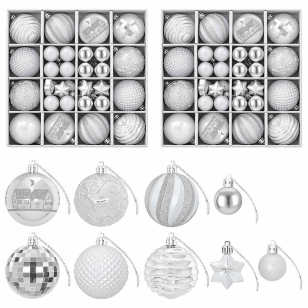 Weihnachtskugelset 88 stk. Silber Durchmesser 6 cm Kunststoff