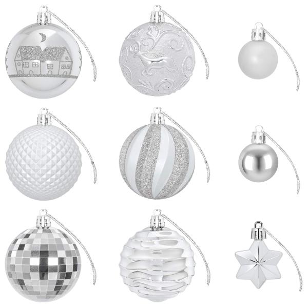 Weihnachtskugelset 88 stk. Silber Durchmesser 6 cm Kunststoff